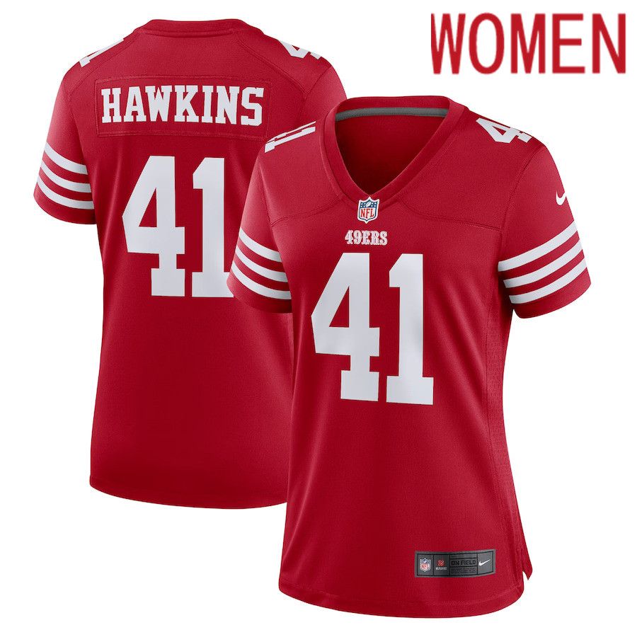 Women San Francisco 49ers #41 Tayler Hawkins Nike Scarlet Game Player NFL Jersey